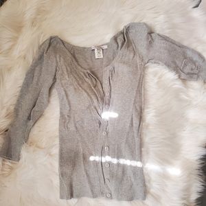 Grey Scoop Neck Button Up Cardigan
